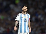 Argentina's Lionel Messi reacts on November 16, 2023