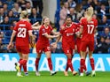 Liverpool Women's Shanice van de Sanden celebrates their first goal on November 18, 2023