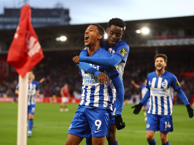 Brighton hang on for win in eventful clash versus Forest