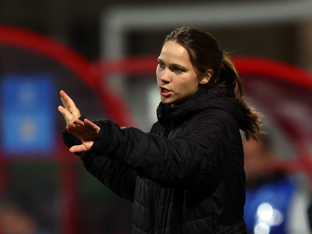 FC Rosengard coach Ieva Cederstrom reacts on November 22, 2023