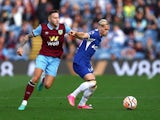Burnley's Josh Brownhill in action with Chelsea's Mykhailo Mudryk on October 7, 2023