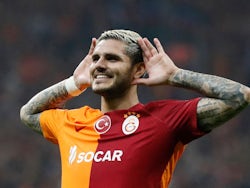 Galatasaray's Mauro Icardi celebrates scoring their first goal on October 24, 2023