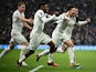 Tottenham Hotspur's Giovani Lo Celso celebrates scoring their first goal with Son Heung-min, Emerson Royal and Dejan Kulusevski on November 26, 2023