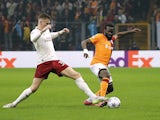 Manchester United's Scott McTominay in action with Galatasaray's Tanguy Ndombele on November 29, 2023