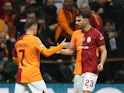 Galatasaray's Kerem Akturkoglu celebrates scoring against Manchester United on November 29, 2023