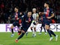 Paris Saint-Germain's Kylian Mbappe celebrates scoring their first goal on November 28, 2023