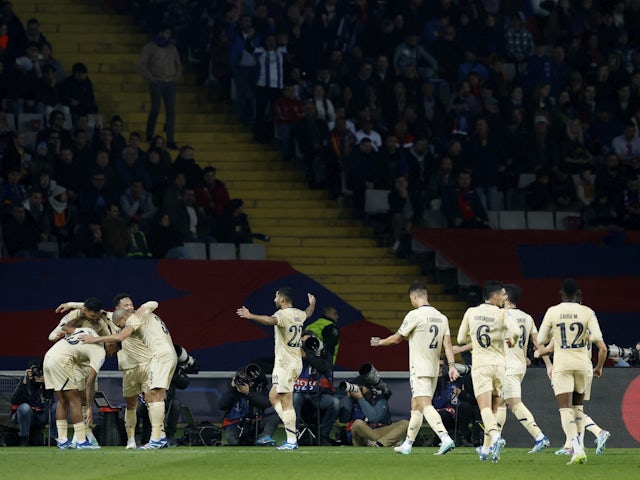 Porto's Pepe celebrates scoring their first goal with teammates on November 28, 2023