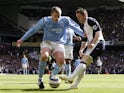 Tottenham's Robbie Keane in action with Manchester City's Richard Dunne on April 8, 2006