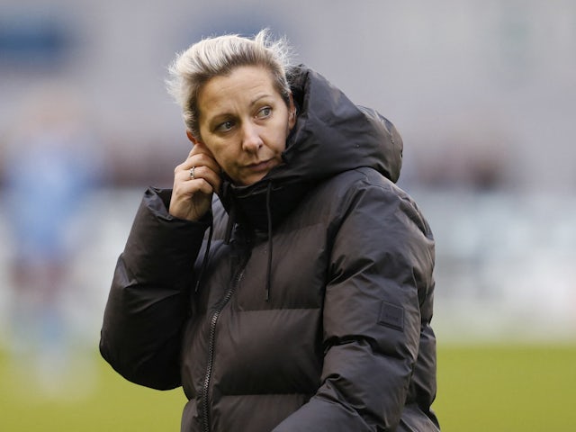 Aston Villa Women manager Carla Ward before the match on December 9, 2023