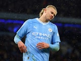 Manchester City's Erling Haaland reacts on December 3, 2023