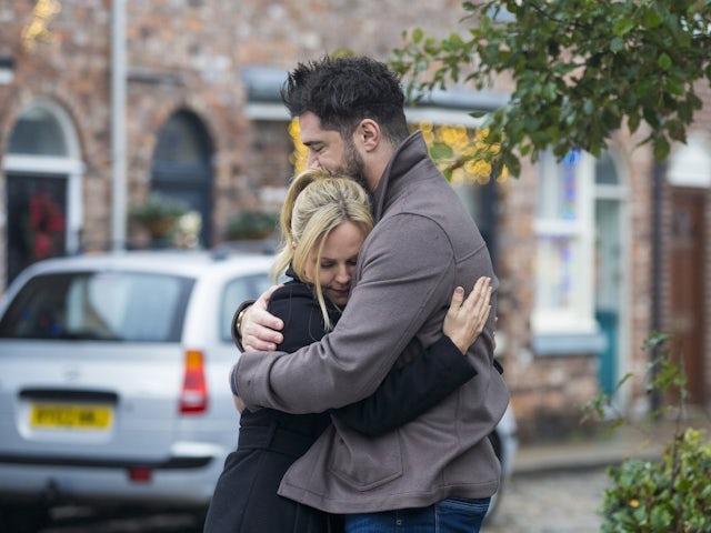 Sarah and Adam on Coronation Street on New Year's Day, 2024