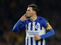 Brighton & Hove Albion's Pascal Gross celebrates scoring their first goal on December 6, 2023