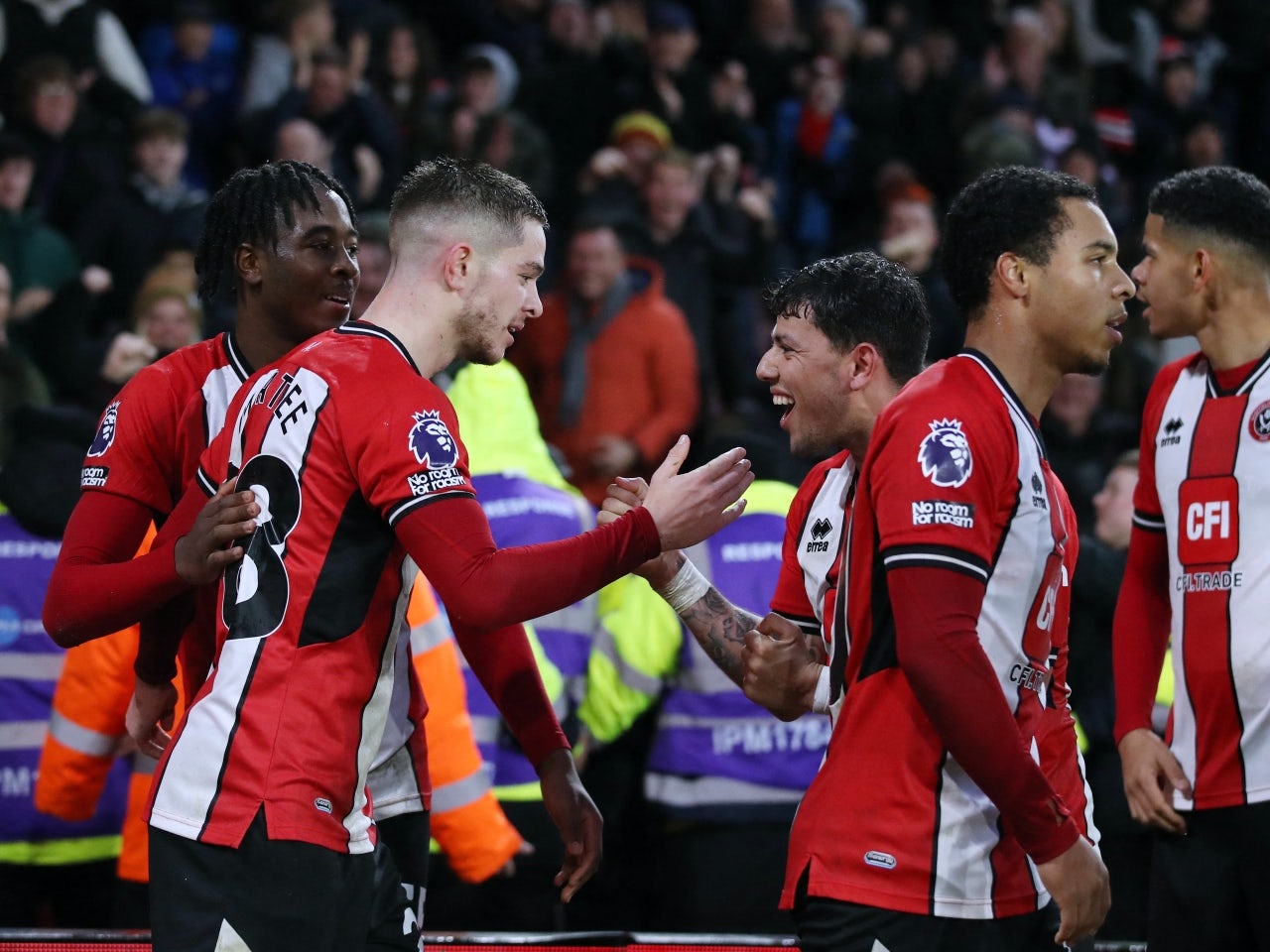 Sheffield United's James McAtee celebrates scoring their first goal on