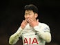Son Heung-min celebrates scoring for Tottenham Hotspur on December 10, 2023
