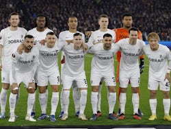 Freiburg players pose for a team group photo before the match on December 14, 2023