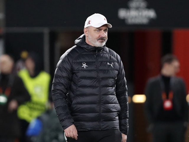 Slavia Prague coach Jindrich Trpisovsky before the match on December 13, 2023