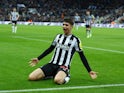 Newcastle United's Lewis Miley celebrates scoring their first goal on December 16, 2023