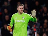 Fulham's Bernd Leno reacts after receiving a yellow card on December 26, 2023