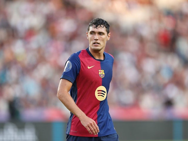 Andreas Christensen of Barcelona during his side's match against AS Monaco, on August 12, 2024