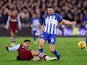West Ham United's Edson Alvarez in action with Brighton & Hove Albion's James Milner on January 2, 2024