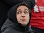 Federico Chiesa of Liverpool sits in the stands ahead of his side's Premier League match against Brighton and Hove Albion, on November 2, 2024