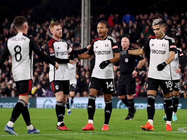 Fulham's Bobby Decordova-Reid celebrates scoring against Rotherham United on January 5, 2024