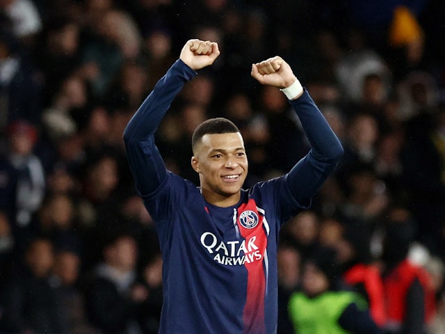 Paris Saint-Germain's Kylian Mbappe celebrates after winning the Trophee des Champions  on January 3, 2024