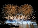 Fireworks ring out over the London Eye on December 31, 2023