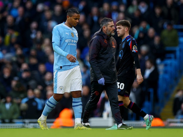 Manchester City's Manuel Akanji is an injured substitute on January 7, 2024