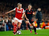 Arsenal's Noelle Maritz in action with Bayern Munich's Klara Buhl in March 2023