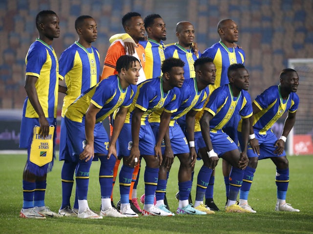 Tanzania players pose for a team group photo before the match on January 7, 2024