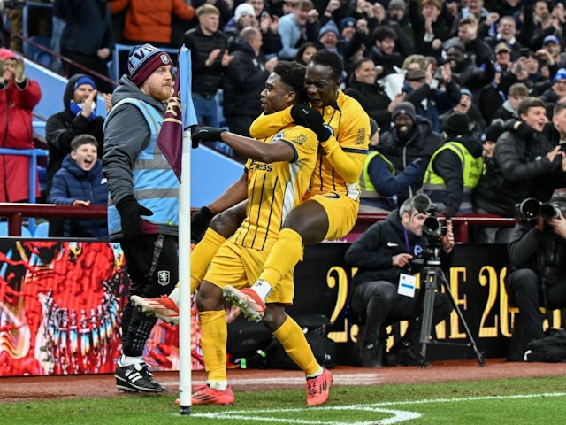 Tariq Lamptey celebrates for Brighton & Hove Albion on December 30, 2024