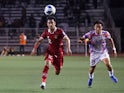 Indonesia defender Pratama Arhan in World Cup qualifying action verus thwe Phillipines in November 2023