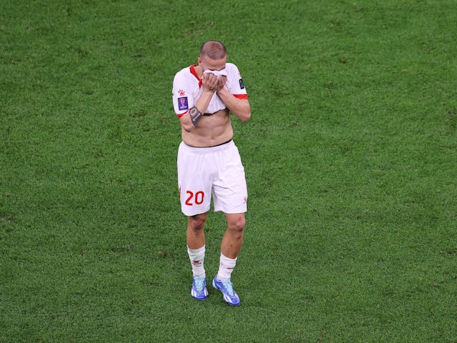 Lebanon's Ali Tneich looks dejected after the match on January 12, 2024