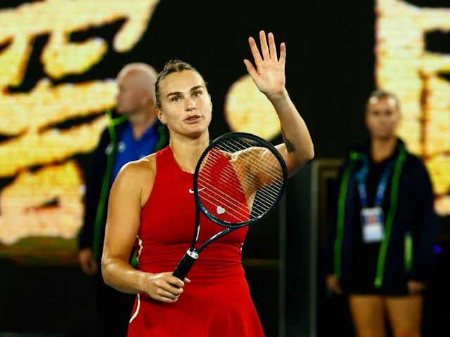 Aryna Sabalenka reacts at the Australian Open on January 14, 2024