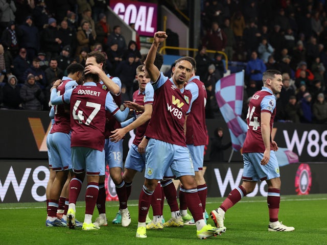 Burnley's Vitinho celebrates after they score their first goal on January 12, 2024