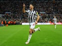Newcastle United's Fabian Schar celebrates scoring their fourth goal on October 4, 2023