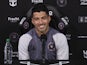Inter Miami CF forward Luis Suarez (9) smiles during a press conference on January 13, 2024