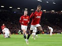 Manchester United's Marcus Rashford celebrates scoring against Tottenham Hotspur on January 14, 2024