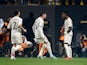 Real Madrid's Vinicius Junior celebrates scoring their first goal with Federico Valverde and Dani Carvajal on January 14, 2024