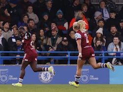 West Ham United Women's Viviane Asseyi celebrates scoring their first goal on January 14, 2024