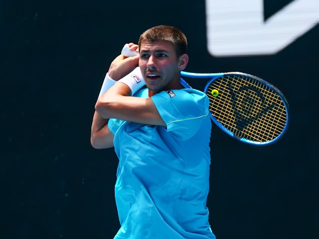 Alexei Popyrin in action at the Australian Open on January 15, 2024