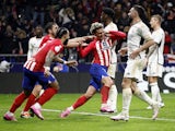 Atletico Madrid's Antoine Griezmann celebrates scoring against Atletico Madrid on January 18, 2024