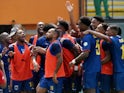 Cape Verde players celebrate a goal on January 19, 2024