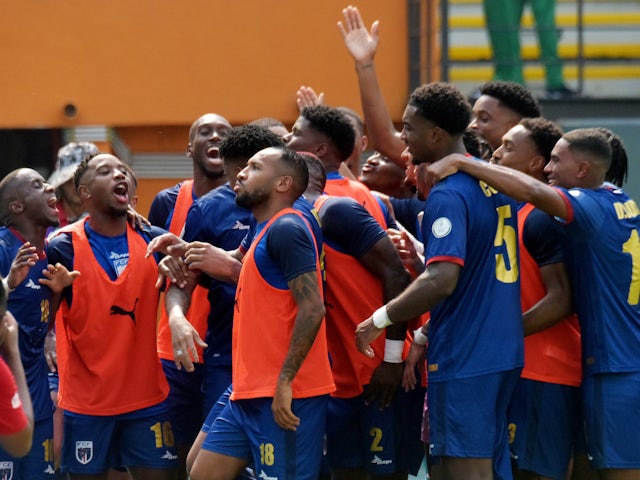 Cape Verde players celebrate a goal on January 19, 2024
