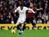 Tottenham Hotspur's Emerson Royal in action with AFC Bournemouth's Justin Kluivert on January 21, 2024