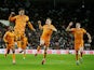 Hull City's Fabio Carvalho celebrates scoring their first goal with teammates on January 19, 2024