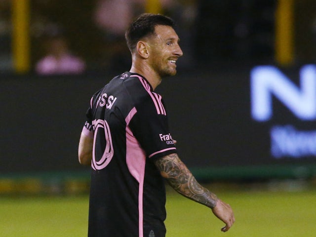 Inter Miami's Lionel Messi reacts during the match on January 20, 2024