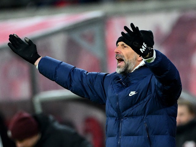 RB Leipzig coach Marco Rose reacts on January 20, 2024