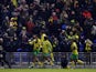 Norwich City's Adam Idah celebrates scoring their second goal with teammates on January 17, 2024
